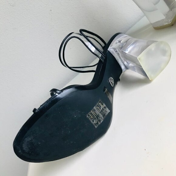 New Michael Kors Black Tori Sandal Lucite Heel Size 9.5 EU 39.5 - Picture 5 of 6